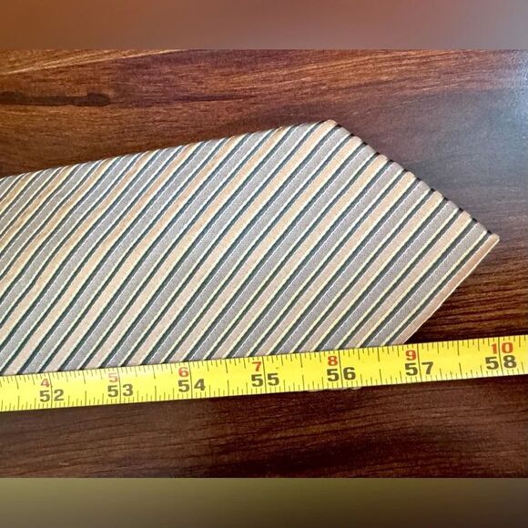 CALVIN KLEIN Striped Silk Tie in Beige - Picture 10 of 10